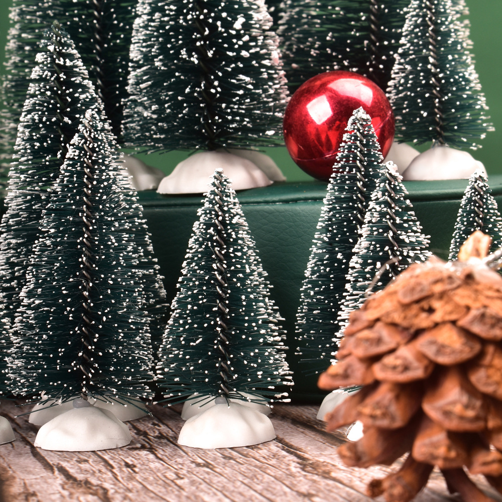 Mini Christmas Tree Rubber Silk Pine Needle Cedar Pine 5-20cm Green Christmas Tree Desktop Ornaments