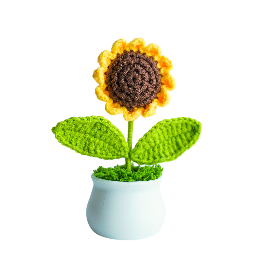 Sunflower Finished Potted Plant Hand-woven Flower bouquet Finished Eternal Flower Teachers' Day Children's Day Gift Night Market Stall