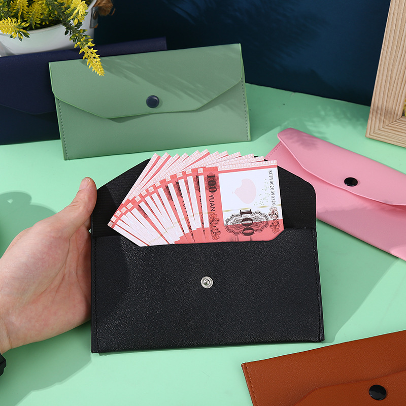 Foreign Trade New Color Leather Small Wallet Passbook Ins Style Envelope Coin Purse Card Bag Imitation Leather Glasses Storage