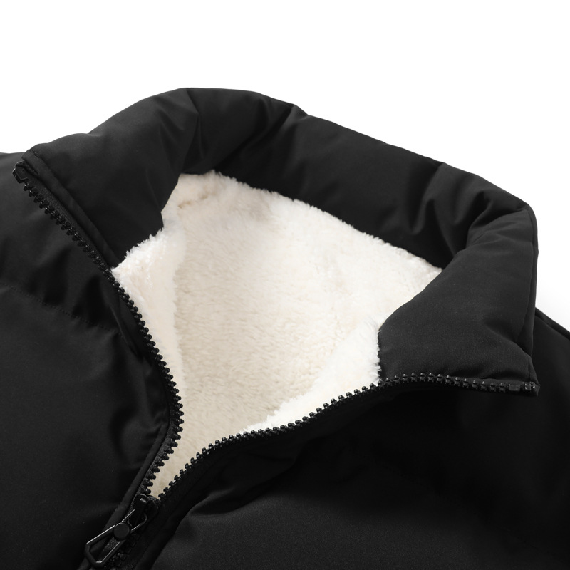 Lambswool stand collar cotton-padded coat men's autumn and winter fashion brand couple's cotton-padded coat thickened fleece-lined bread coat