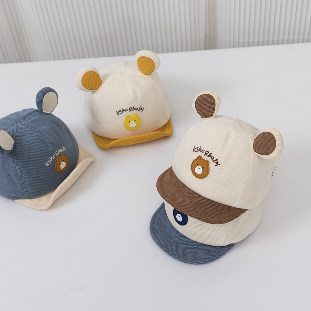Little Bear Mark infant children's hat warm baby peaked cap cartoon Benhui new baby hat cartoon peaked cap