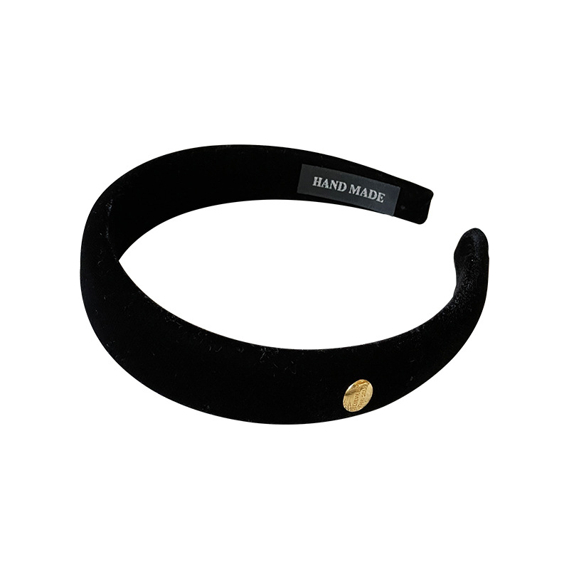 Eleganten žameten naglavni trak z zlato folijo - vintage lasna krona za ženske (visoka krona, mehka gobica, udobni dodatki za lase)_voghion.com