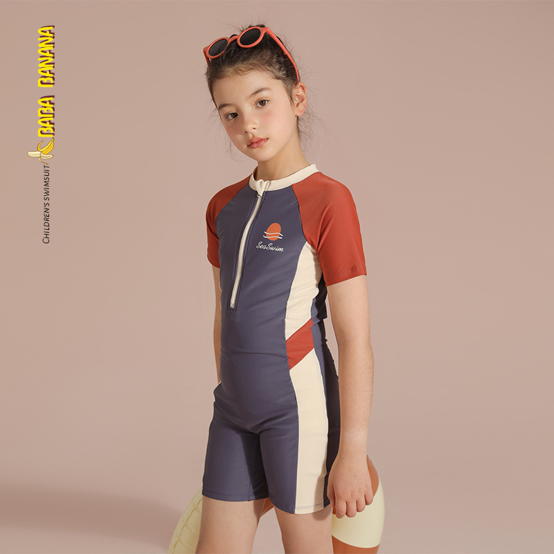 Children's swimsuit girls' Hot Spring Leisure new one-piece Sports beach vacation medium and large children's swimsuit wholesale