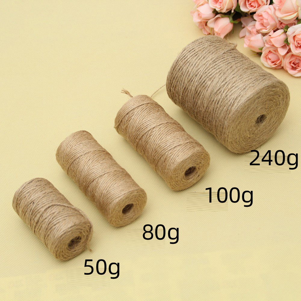 Two-strand three-strand hemp ball cylindrical packing rope tag jute rope zakka packing rope for photo wall
