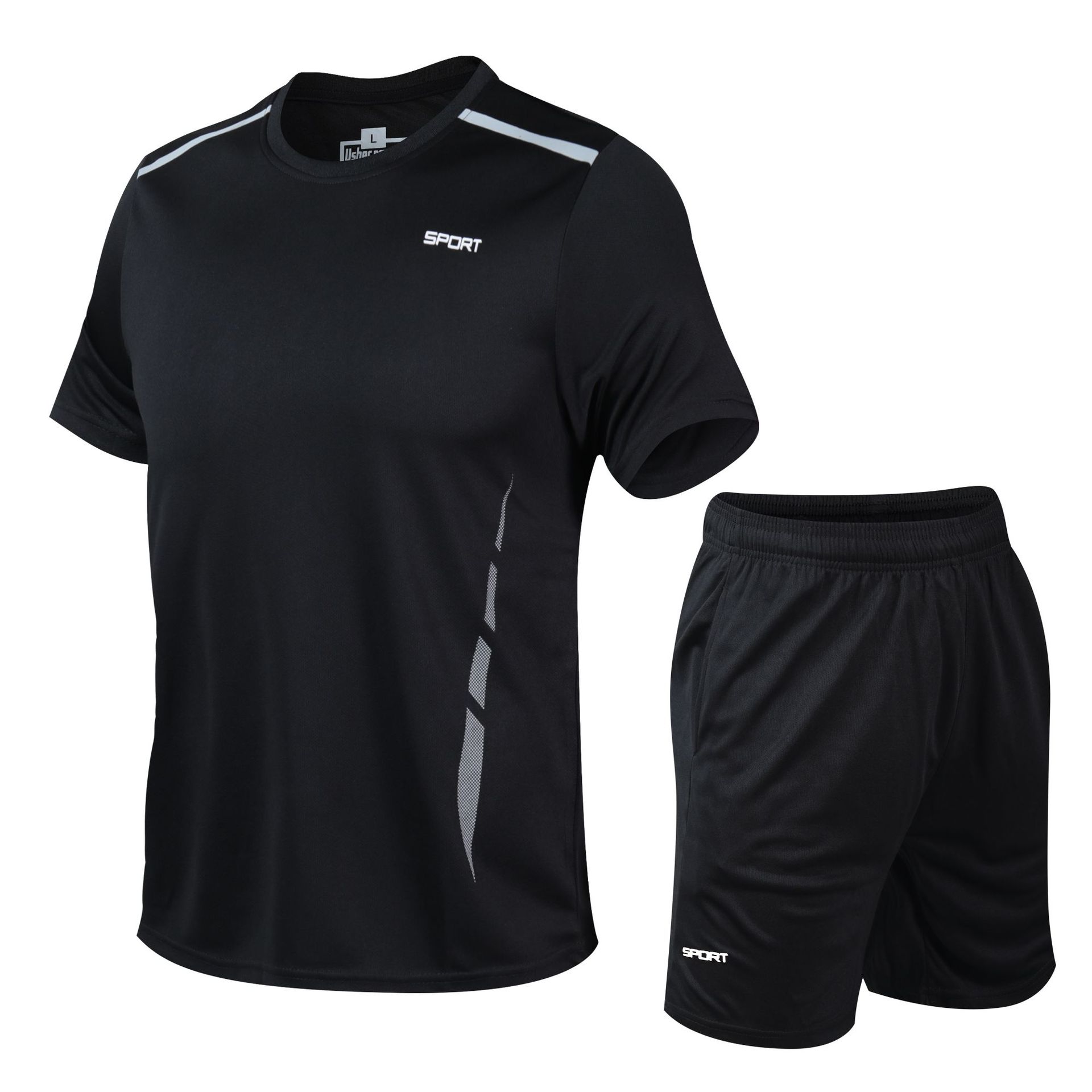Sports suit Men's 2023 Summer New Men's Loose Fitness Running Quick-drying Breathable Short-sleeved Two-piece Loose