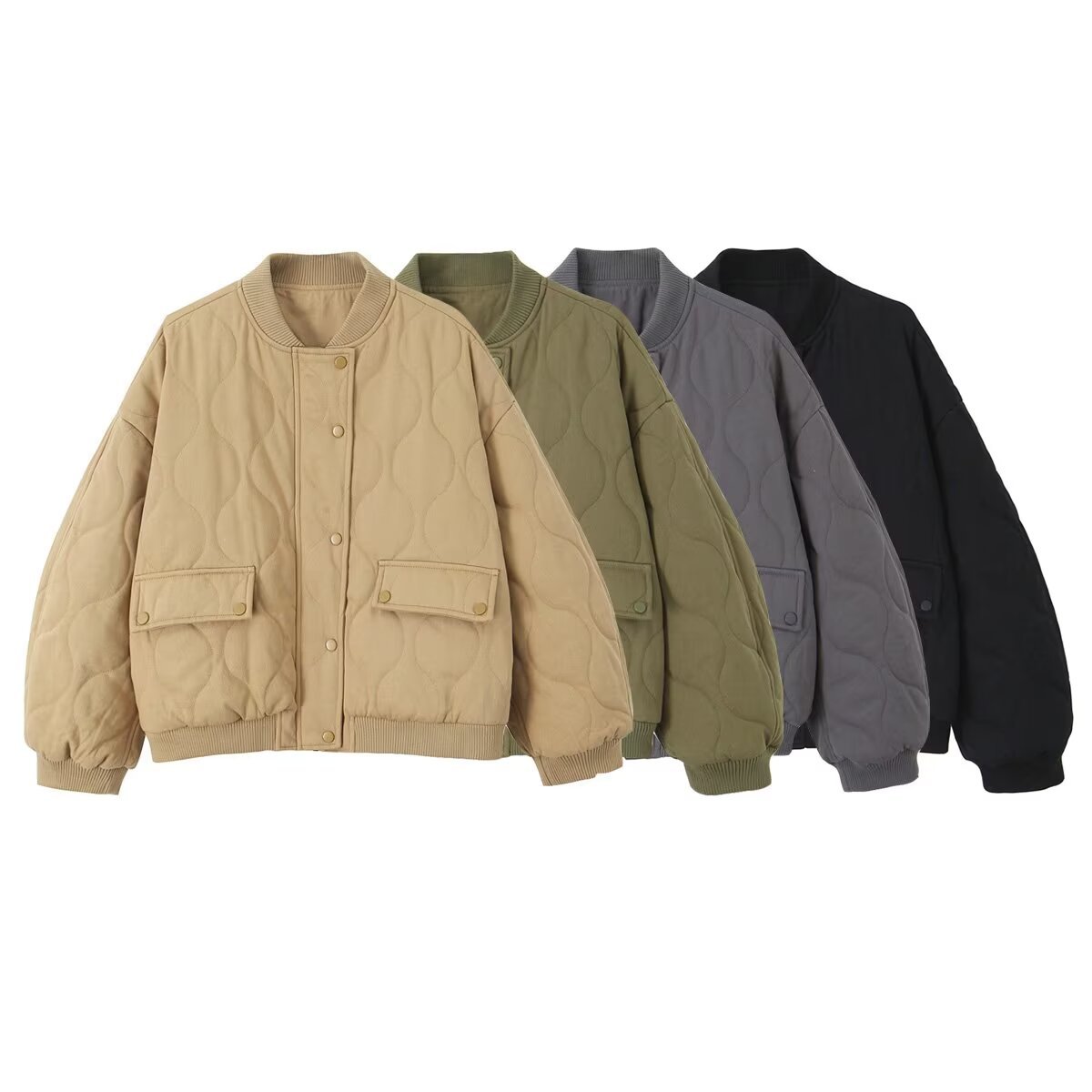 Women's autumn and winter fashion loose pilot shoulder width washed cotton jacket B481159