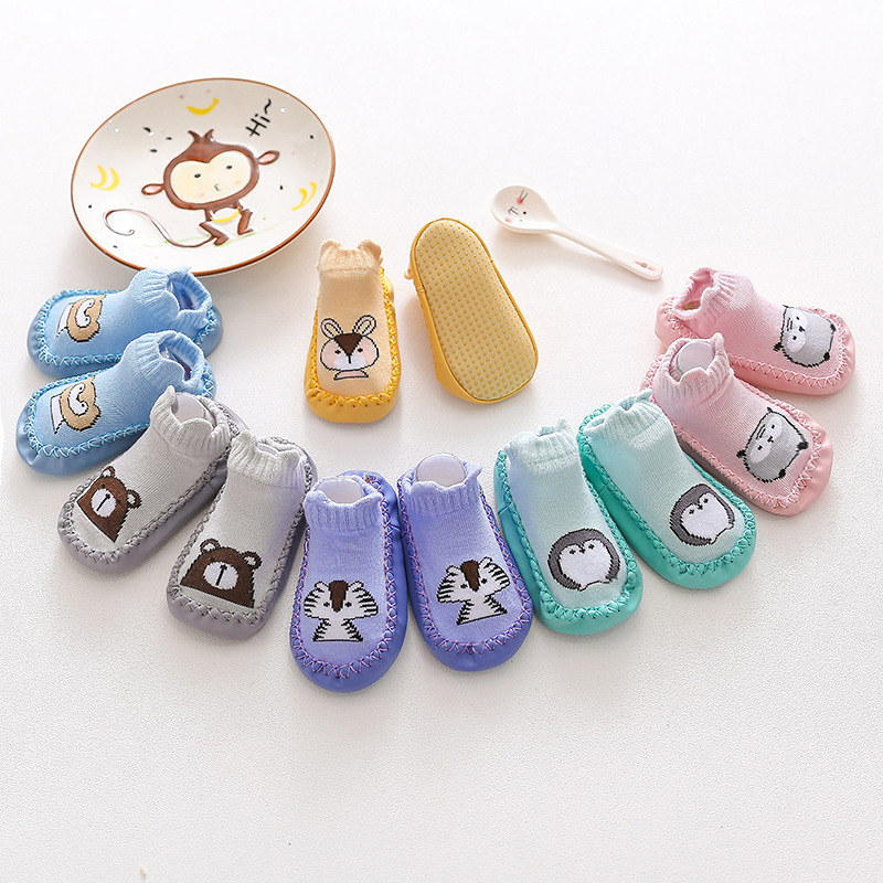 Baby floor socks 0-2 years old children's shoes and socks cartoon non-slip spring and autumn bottom thick short tube boat Socks wholesale