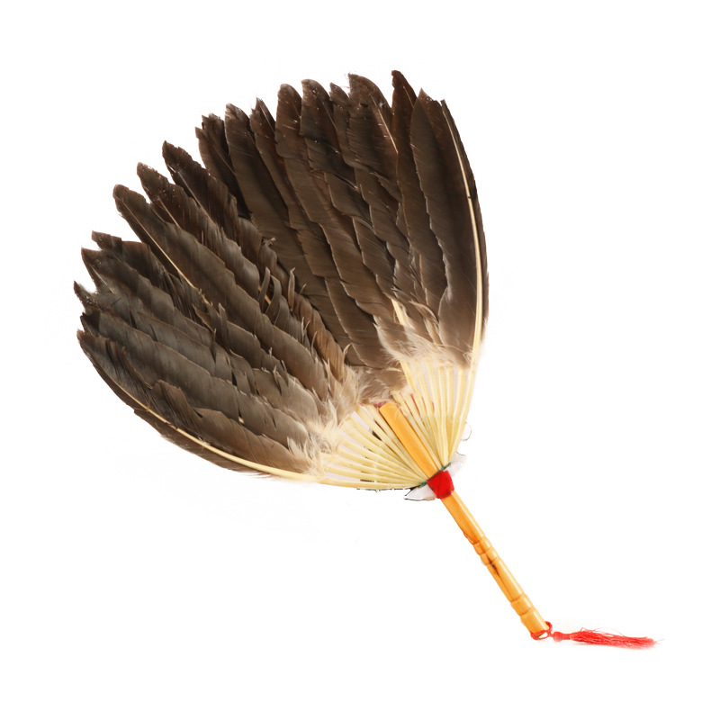 Feather fan summer portable goose feather fan baby fan factory direct peacock fan children's classical Zhuge Liang fan