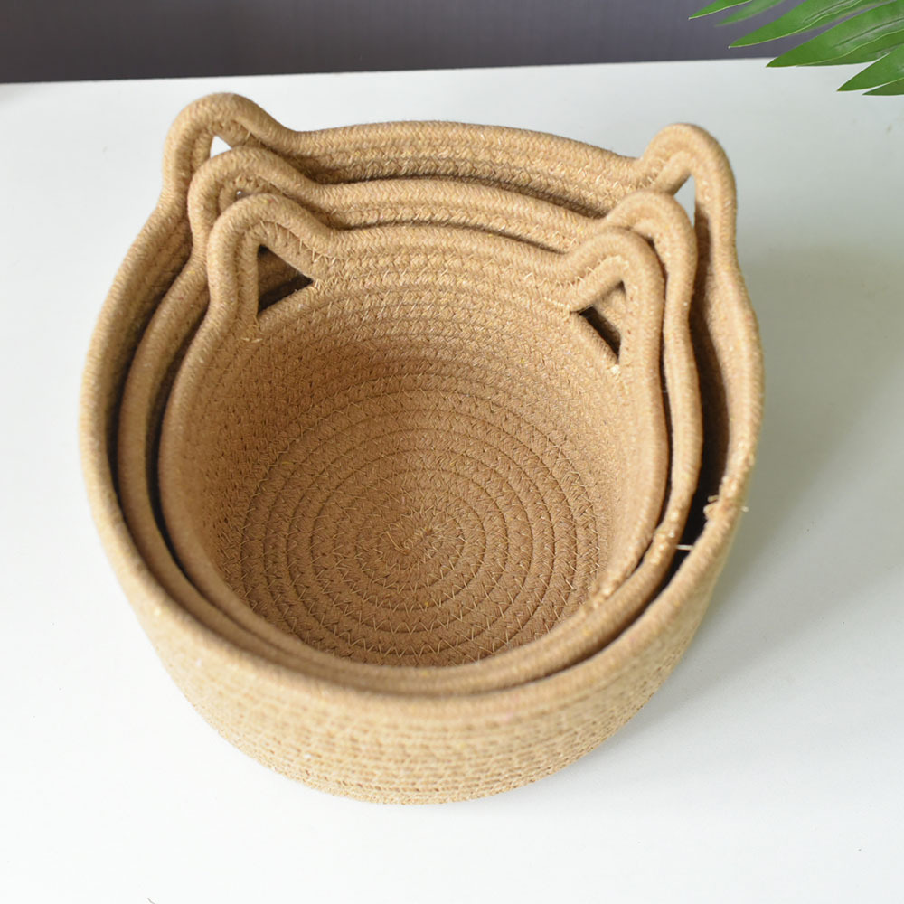Storage basket wholesale cotton basket woven basket rattan cat ear round Net red storage basket factory direct sales basket