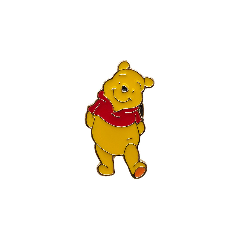 Winnie the Pooh Metal Brooch Silk Towel Buckle ins Cartoon Cute Doll Pin Animation Same Style Oil Dropping Shawl Buckle