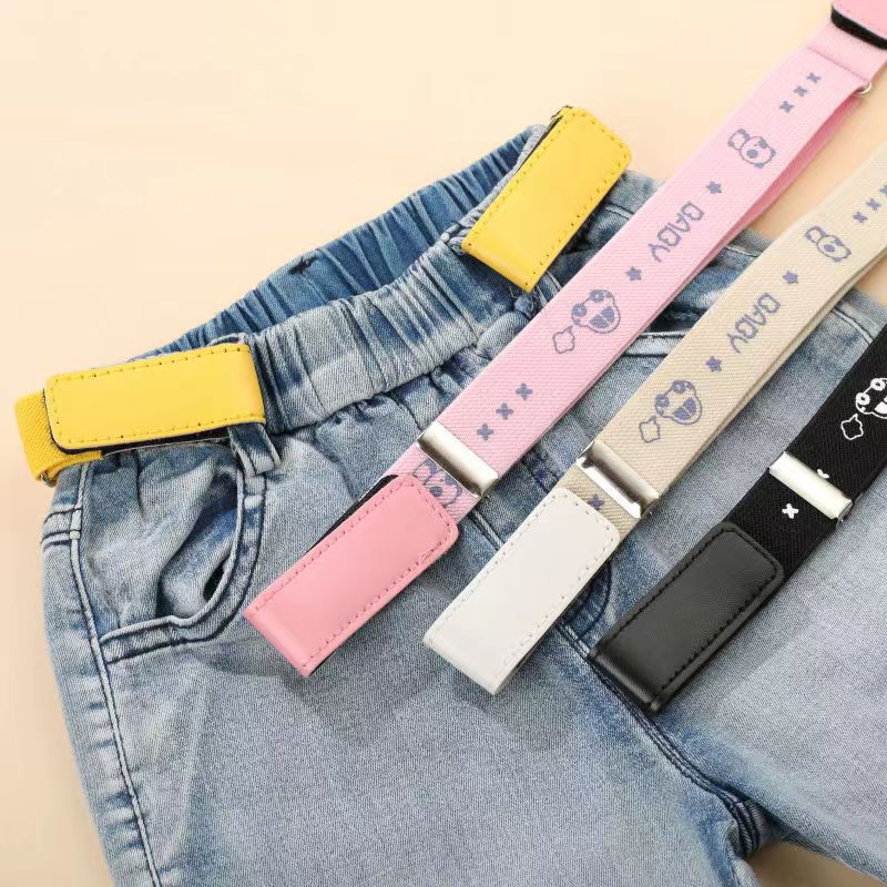Children's lazy belt fashion Youth student belt children's elastic belt cartoon pattern primary school student pants bag