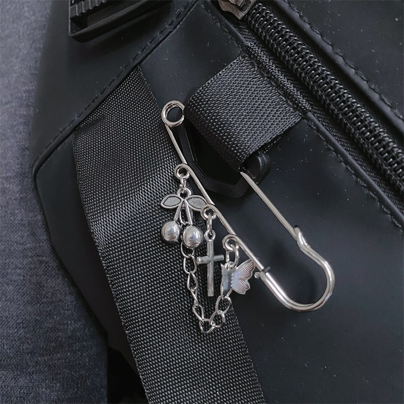 Gothic style punk pin cross Cherry butterfly brooch shoes bag hat chain pin decoration cross border