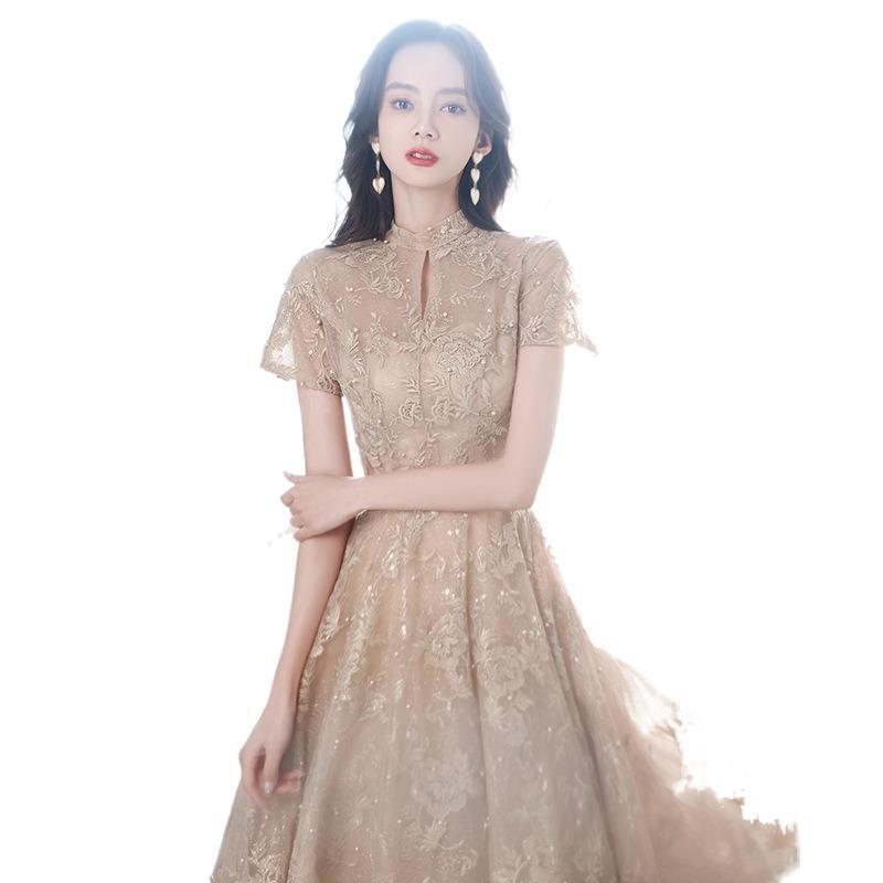 Champagne Evening Dress Celebrity Noble Small High-end Texture High-end Temperament High-end Princess Bridesmaid Dress Summer