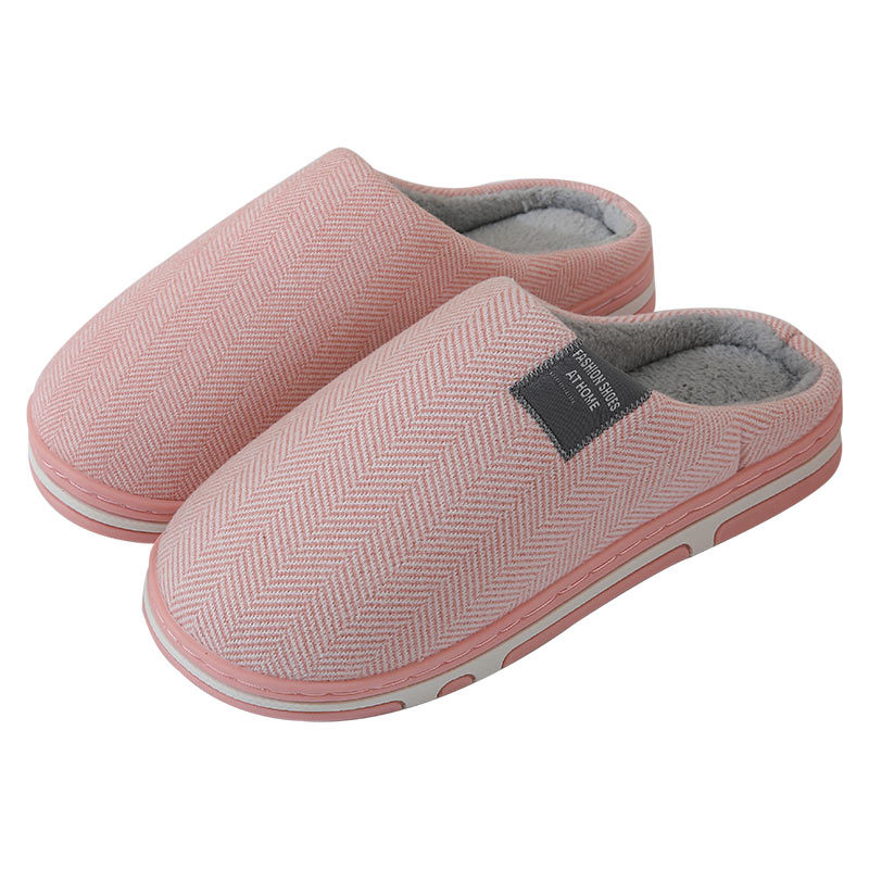 Extras Size Cotton Slippers Women's Home Autumn and Winter Home Indoor Warm Plush Slippers for Couple Thick-soled Moon Shoes