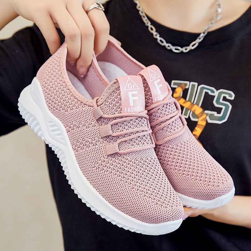 Shoes women 2025 cross-border wholesale casual fashion running shoes fly woven breathable women's shoes soft bottom trend sneaker