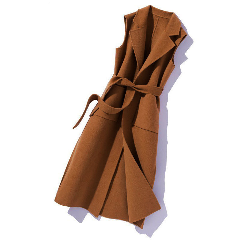 Autumn and Winter woolen women's vest 2024 cross-border fashion new western style suit collar vest long waistcoat
