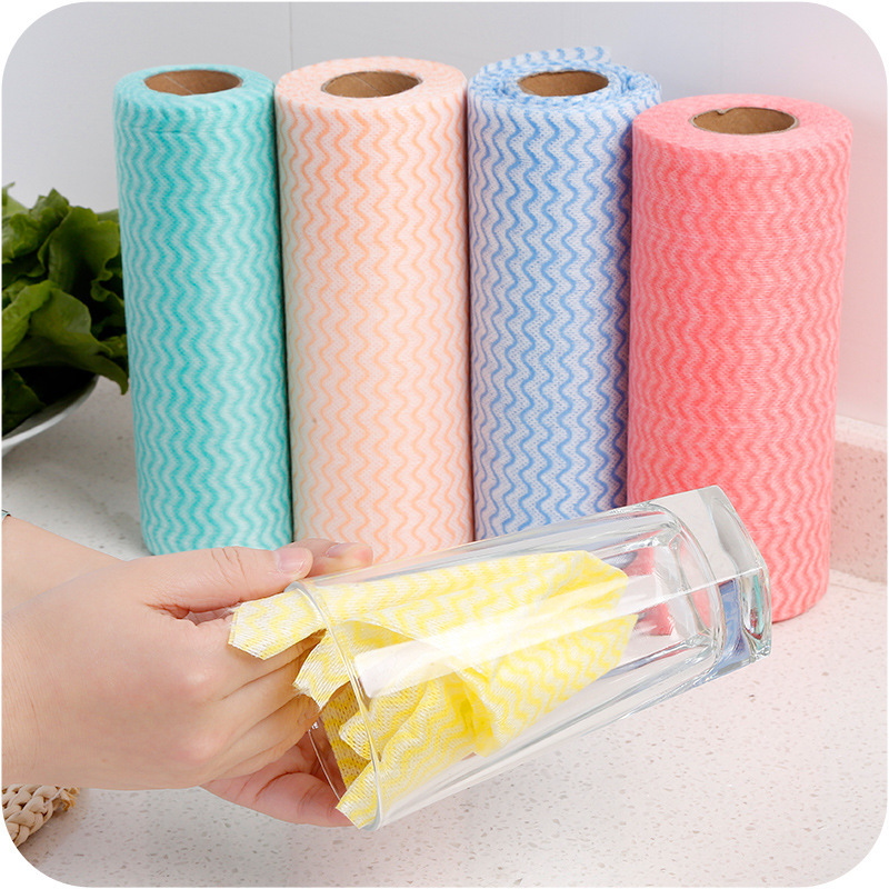 Washable Kitchen Disposable Dishwashing Cloth Non-woven Cloth for Lazy People Wipe Hand Towel Household Non-lint Easy to Stick Oil
