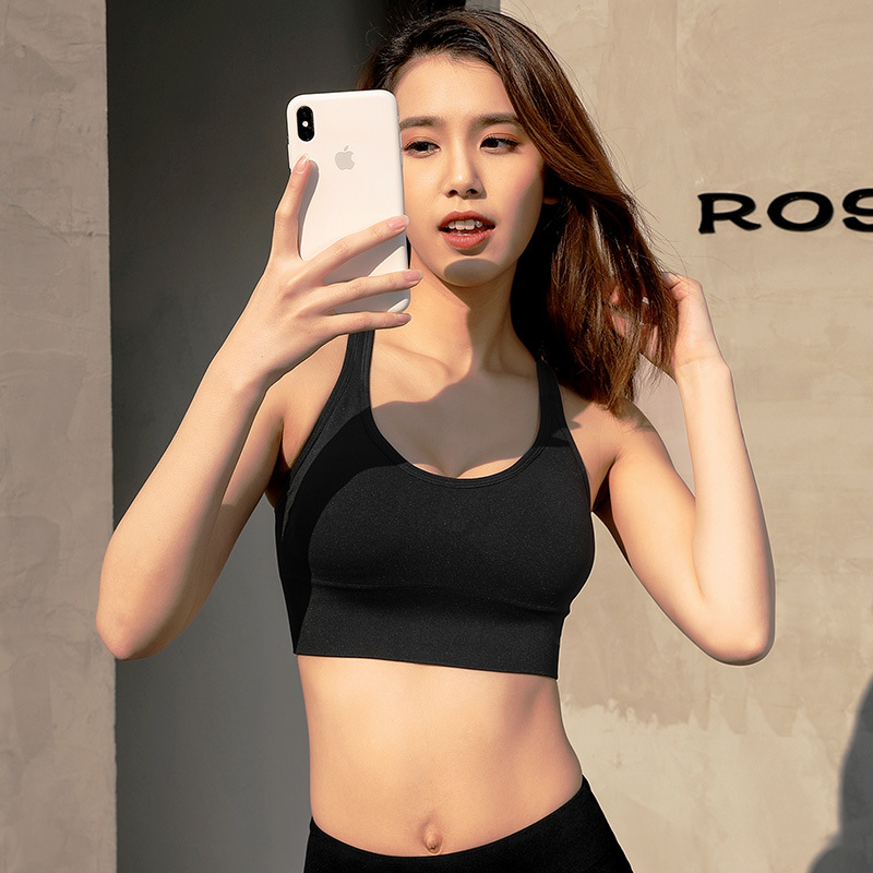 Back-breasted fitness adjustable shock-proof sweat-wicking running sports underwear hollow back sports bra big chest small