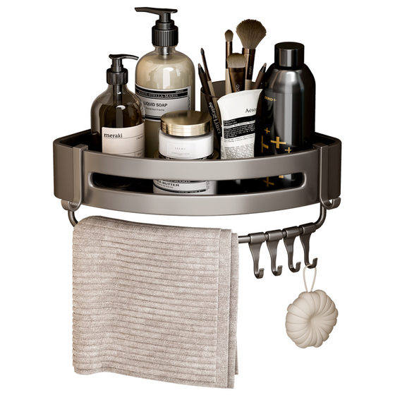 Gun gray bathroom storage rack bathroom space aluminum toilet shower wall-mounted triangle corner storage punch-free