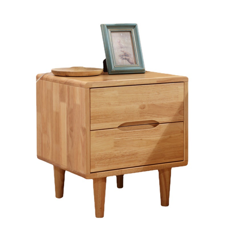 Nordic Furniture Solid Wood Bedside Cabinet Modern Simple Bedroom Storage Cabinet Apartment Rubber Wood Bedside Cabinet Wholesale