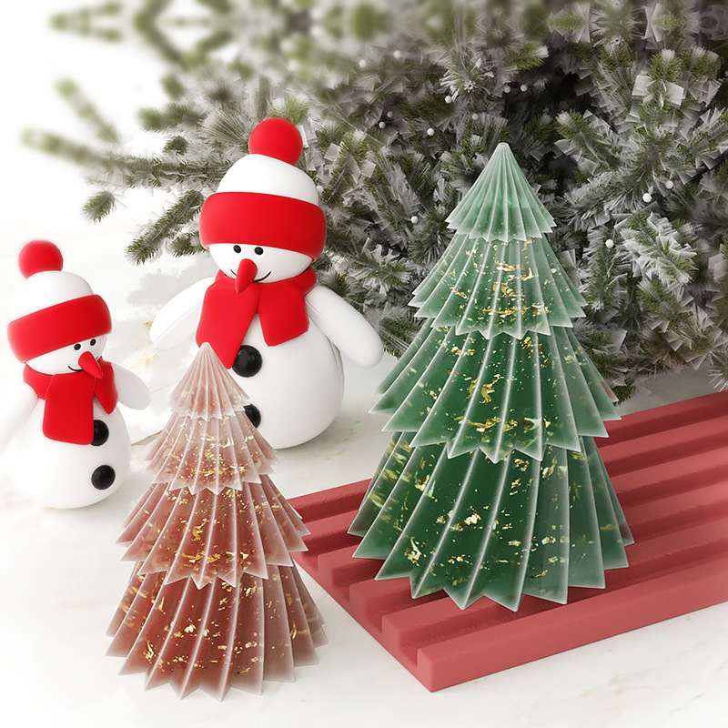 Yu Meiren Crystal epoxy resin mold origami striped Christmas tree candle decoration DIY plaster silicone mold