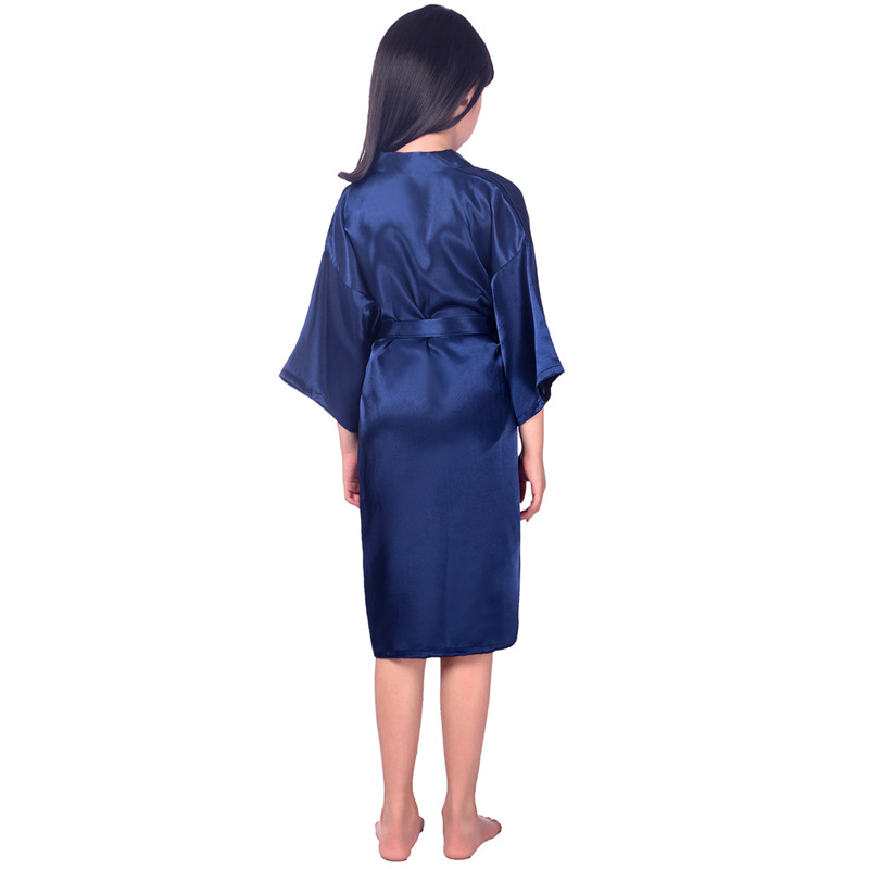 He Rushi Cross-border Summer Home Simple Casual Nightgown Thin Girl V-Neck Long Cardigan Bathrobe Wholesale