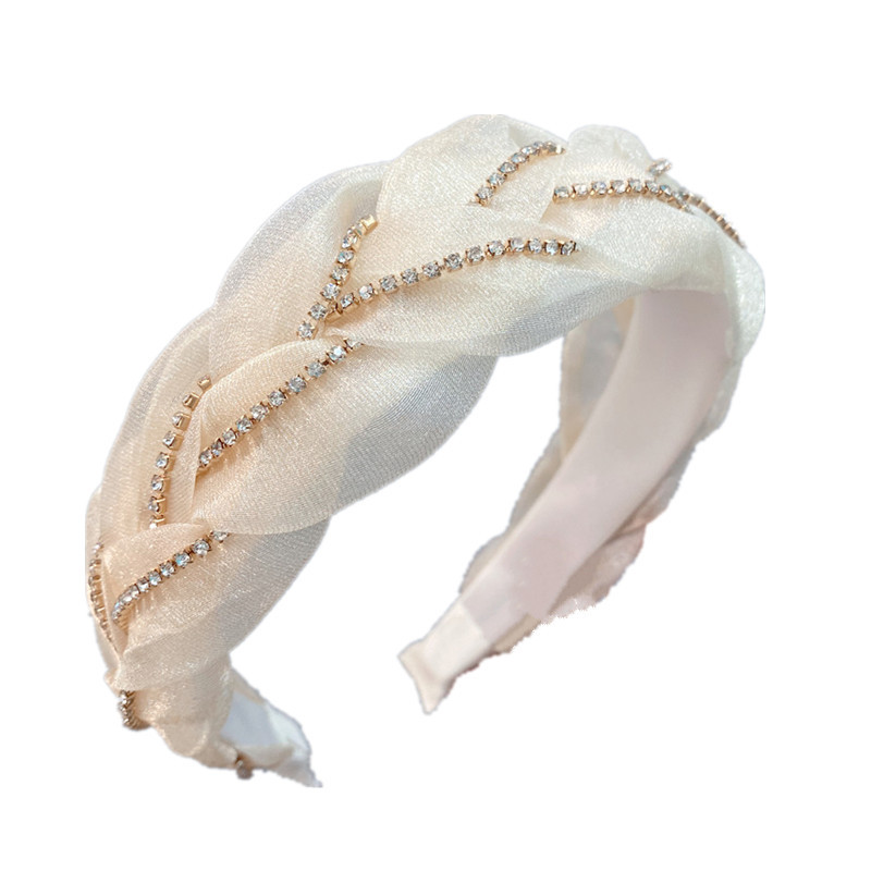 B083 Internet celebrity chain twist headband flannel inner organza braid headband Chanel style TikTok ins hair accessories