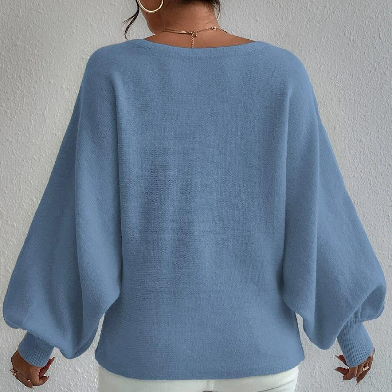 European and American Foreign Trade New Loose Pullover Knitted Sweater Women's Cross-border Amazon Lantern Sleeve Design Sense Sweater Women