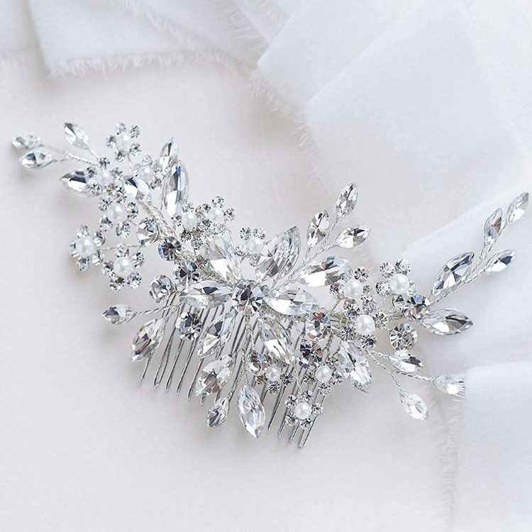 New European and American style bride headdress handmade hair accessories inlaid crystal hair comb wedding photo accessories wholesale