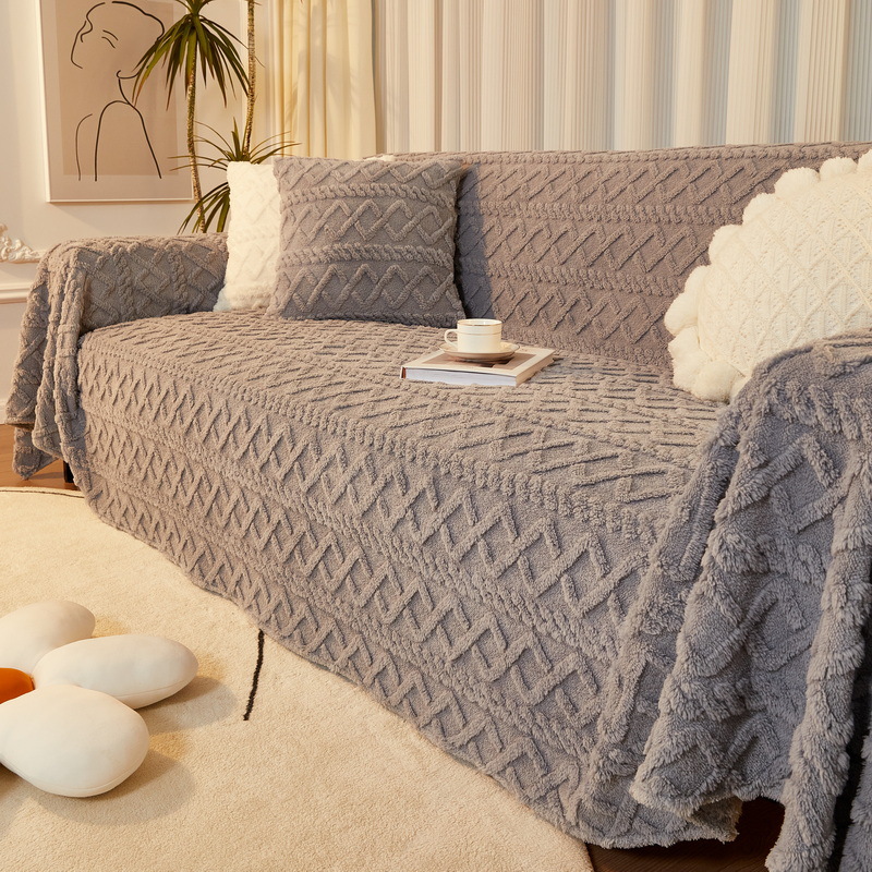 New ins Style Sofa Towel Dustproof Warm Sofa Cover Cloth Internet Popular Simple Autumn and Winter Jacquard Plush Sofa Blanket