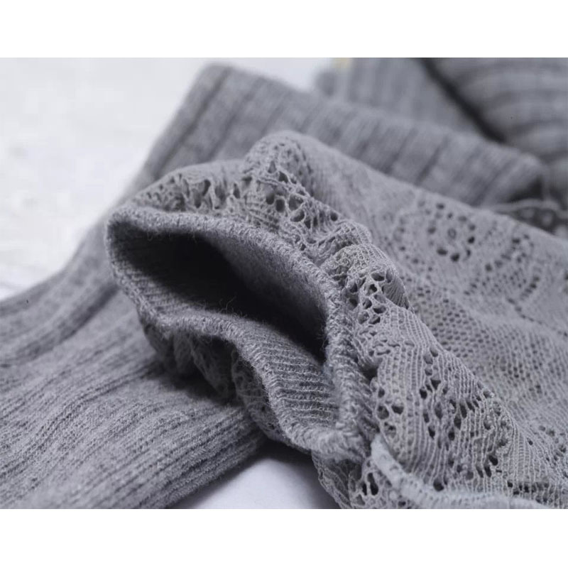 Japanese Style Wide Lace Over-the-Knee Stockings Vertical Stripe Cotton Socks Leg Socks Spring and Autumn High-rise Student Socks for Children