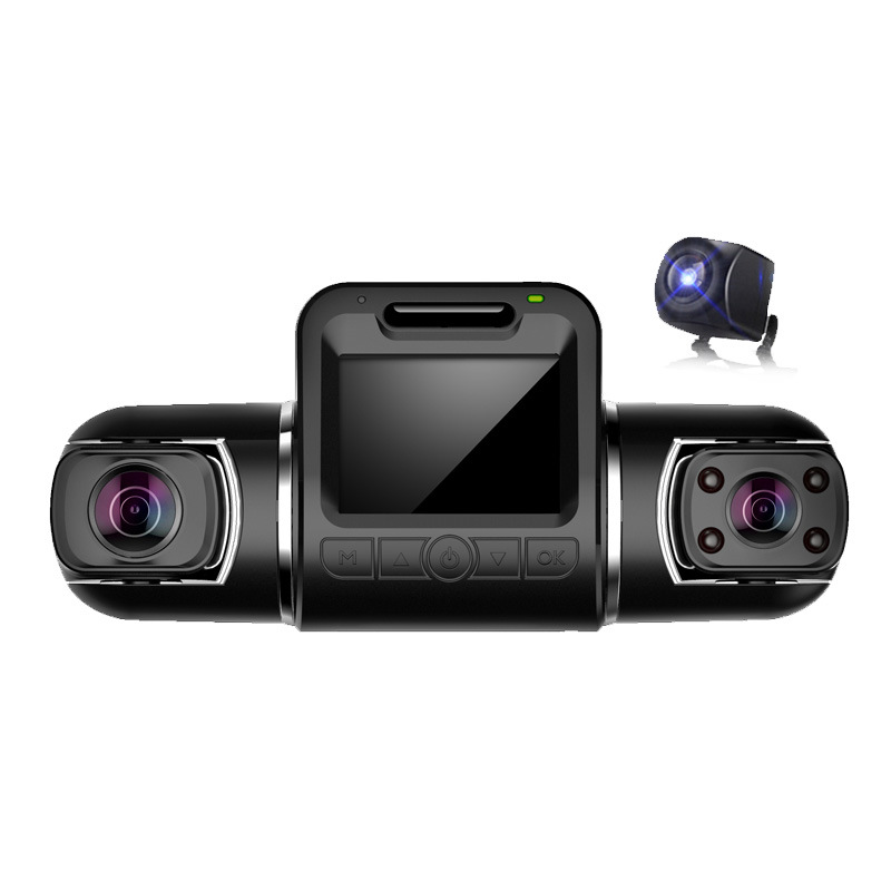 Cross-border three-lens driving recorder 360 panoramic parking monitoring 24 hours before and after dual-camera HD night vision