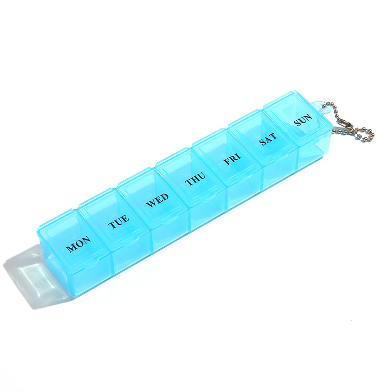 Medicine box 7 days a week medicine box portable transparent strip small medicine box sub-packaging storage box can be printed logo