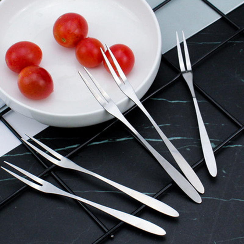 304 Stainless Steel Fork Household Fruit Fork Mooncake Fork Dessert Cake Fork Convenient Creative Fruit Stick Tableware
