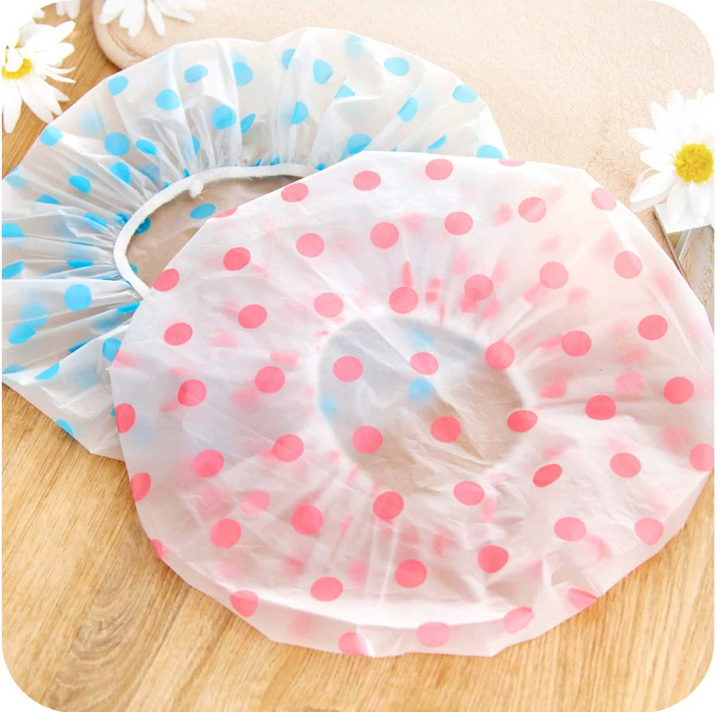 Home waterproof shower cap bathroom cute dot shower cap Women's thickened shampoo cap oil-proof smoke-proof hat