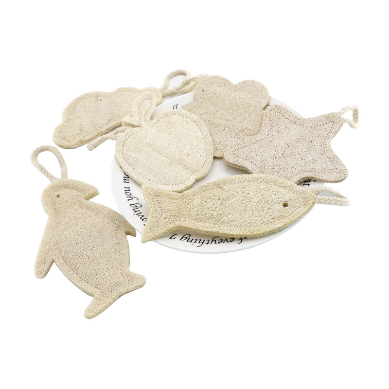 Cartoon loofah sponge dish brush Compressed natural loofah tea pot mat coaster double-sided bath back rubbing bath towel