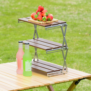 Camping Portable Storage Rack Three-layer Storage Rack Foldable Camping Storage Rack Picnic Barbecue Outdoor Multi-function