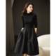 2024 autumn and winter new texture material knitted autumn and winter long sleeve small black dress slimming wool pettiskirt dress