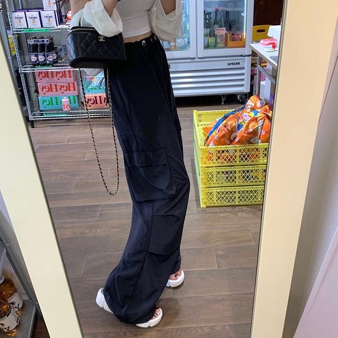 South Korea Dongdaemun 2023 Summer New Fashion Side Pocket Slimming Daily Casual Pants Drawstring Workwear Pants for Women
