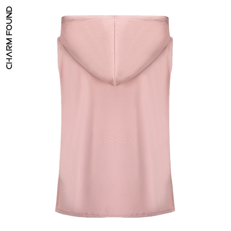 Hooded Sports Vest Women's Loose Slim-fit Sleeveless Top Quick-drying T-shirt Long Training Fitness Clothes Yoga Blouse