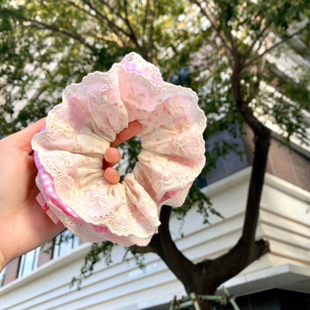 Zhao Lusi Same Style Sweet Lace Large Intestine Hair Ring High-grade Retro Plaid Hair Rope Hair Accessories Rubber Tendons for Women