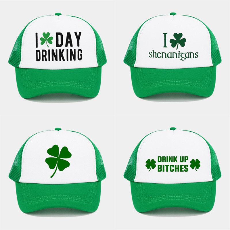 Cross-border Amazon hot sale Irish Festival lucky grass baseball cap Summer men and women couple Sun net hat peaked cap
