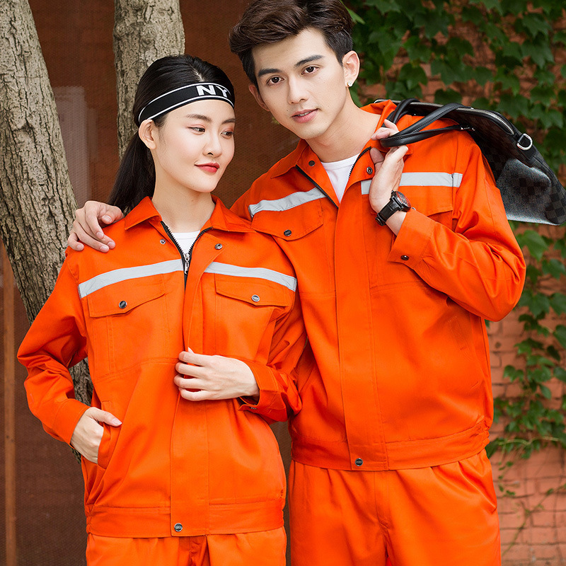 Spring and Autumn work clothes long sleeve reflective strip work clothes suit men and women auto repair workers factory construction workshop suit