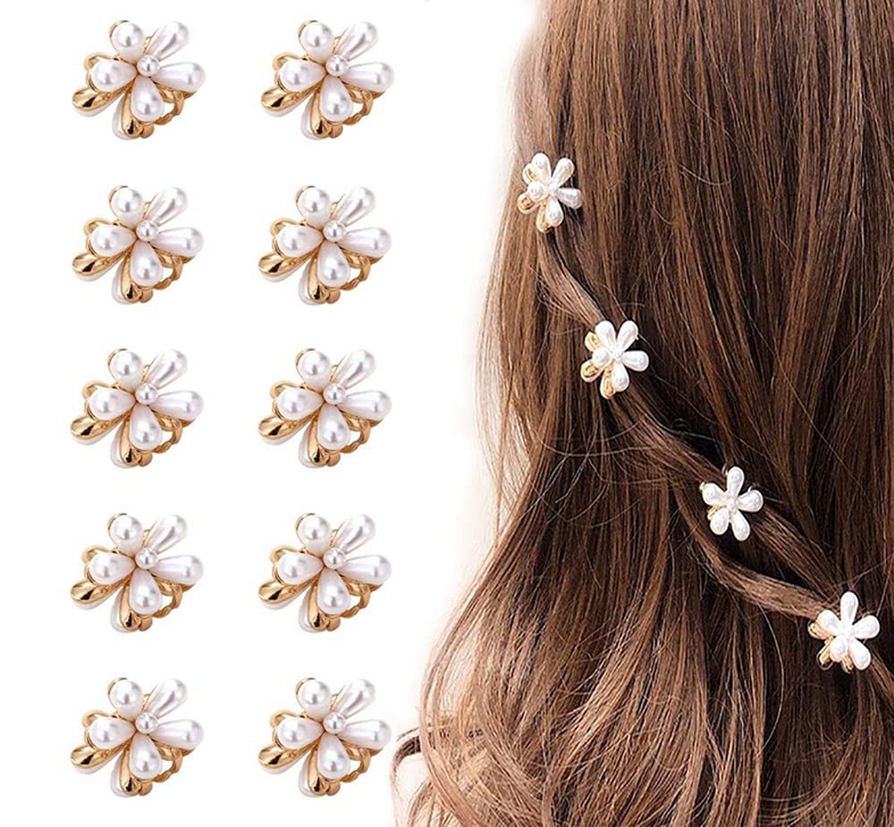 Amazon retro Pearl Flower small grab clip braid decorative small hairpin sweet hair accessories bangs clip