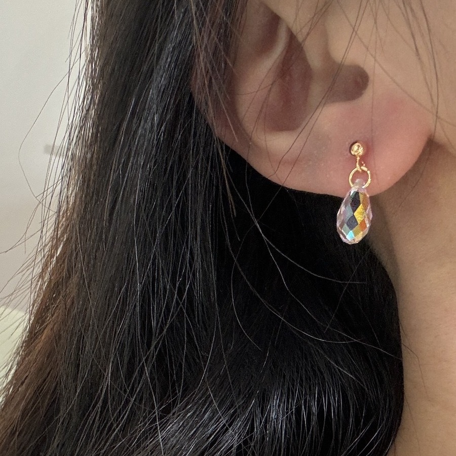 Handmade Shijia Multi-color Crystal Earrings S925 Silver Needle Hua Zi Pendant Earrings Exquisite Small All-match Women