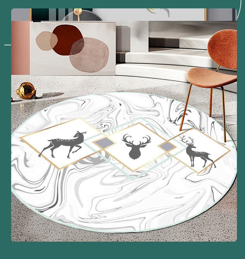 Small fresh living room sofa round mat Nordic light luxury bedroom carpet 3d printing basket mat round bed mat_voghion.com
