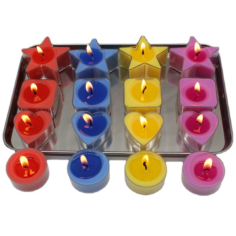 Tea wax transparent heart-shaped square five-pointed star PVC plastic shell aromatherapy candle tool set dye wax core sub-pack