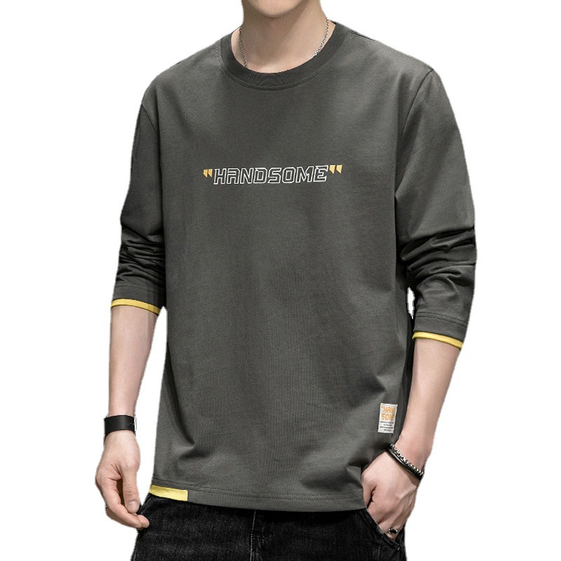 Pure Cotton Long-sleeved T-shirt Men's Spring and Autumn Loose Sweater Plus Large Size Fatty Base Shirt Autumn Inner Wear T-shirt