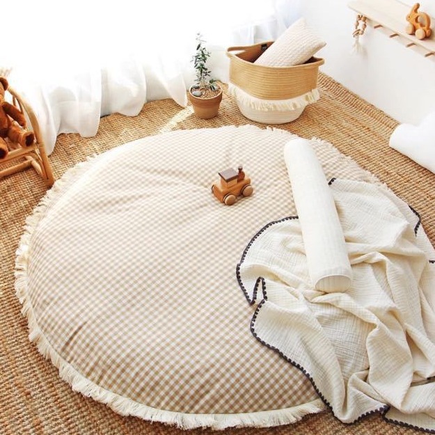 INS Children's Round Fur Ball Climbing Mat Simple Floor Mat Bedroom Mat Children's Room Decorative Mat