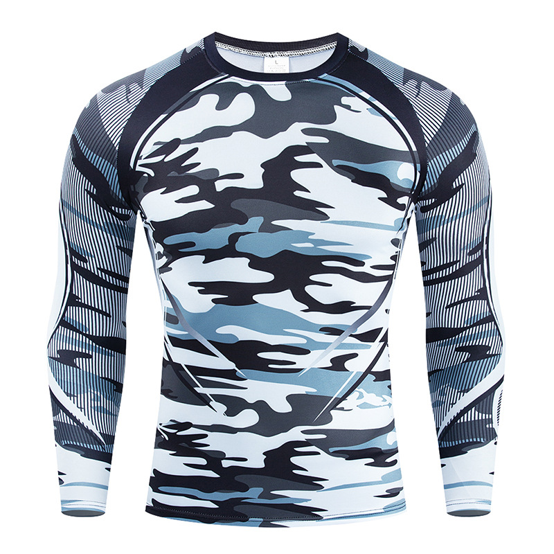 Foreign Trade Leggings Men's Long-sleeved Elastic Breathable Base Clothes Basketball Running Sports Fitness Clothes Men's Long-sleeved T-shirt